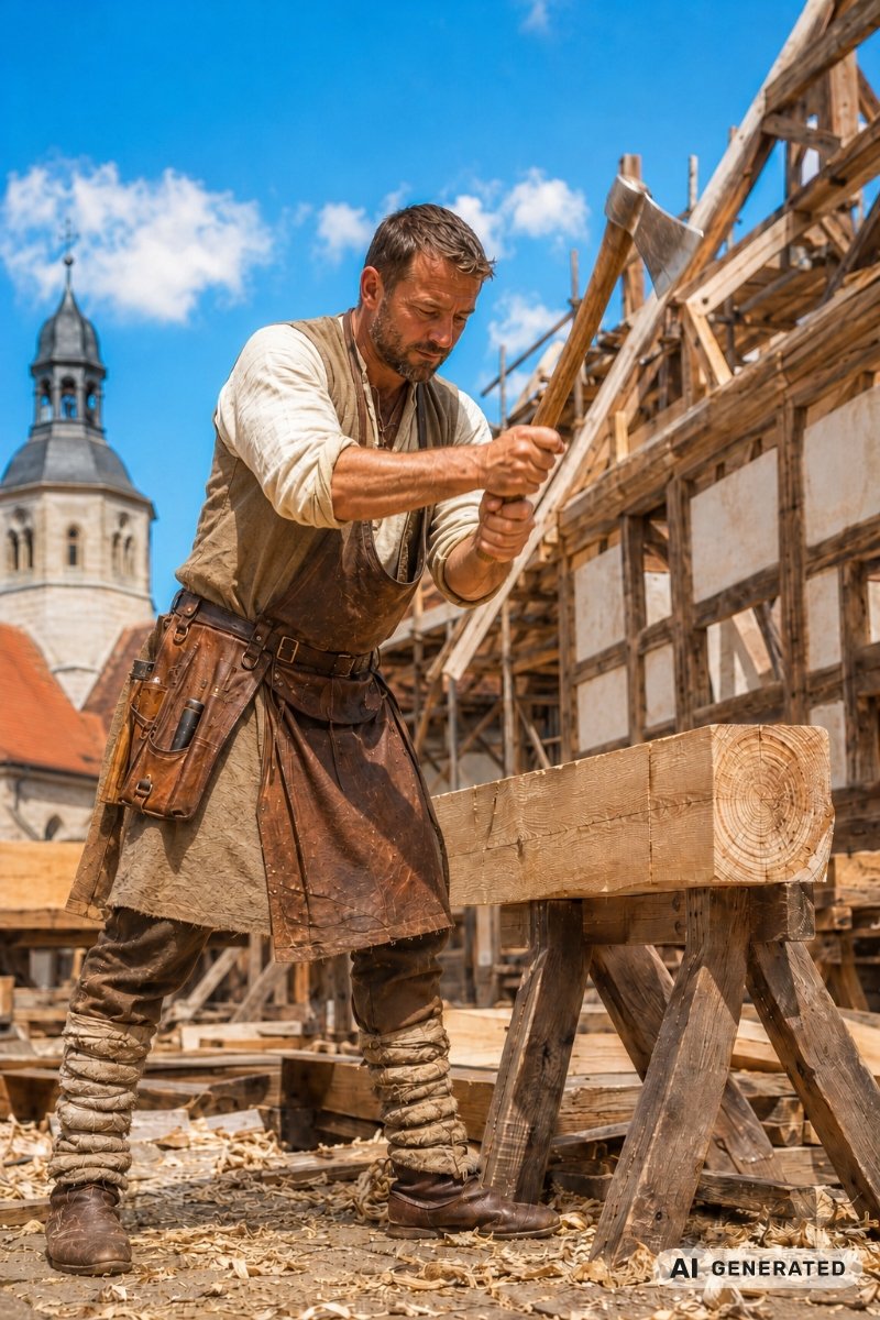 Mittelalterlicher Zimmermann; AI Generiert